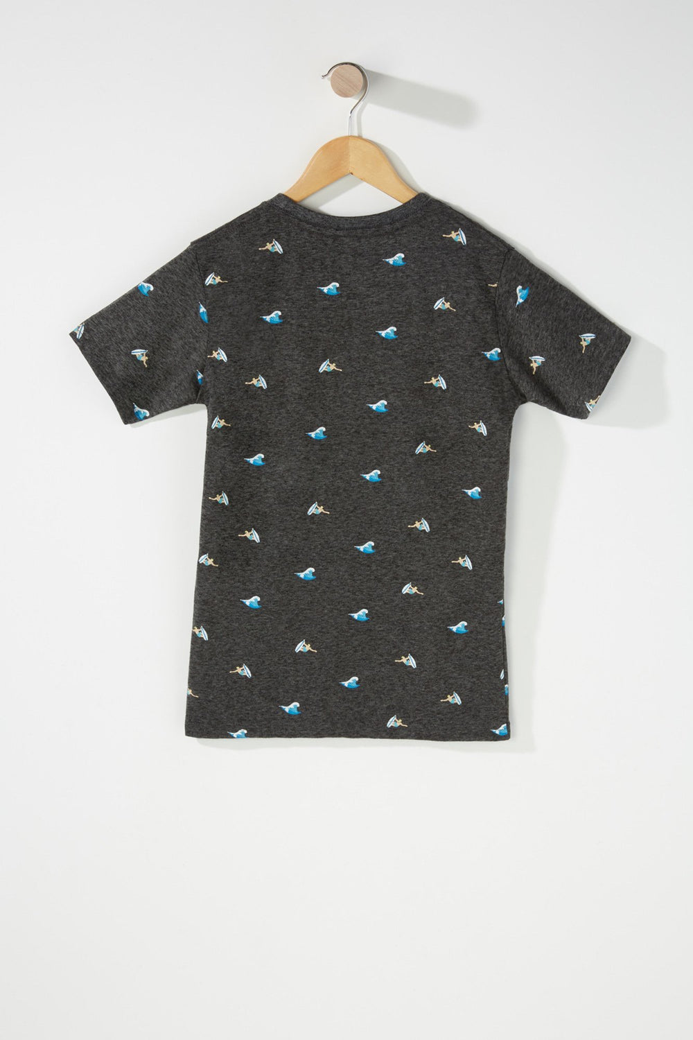 Kids T-shirt imprimé à encolure dégagée pour garçon Gris Noir