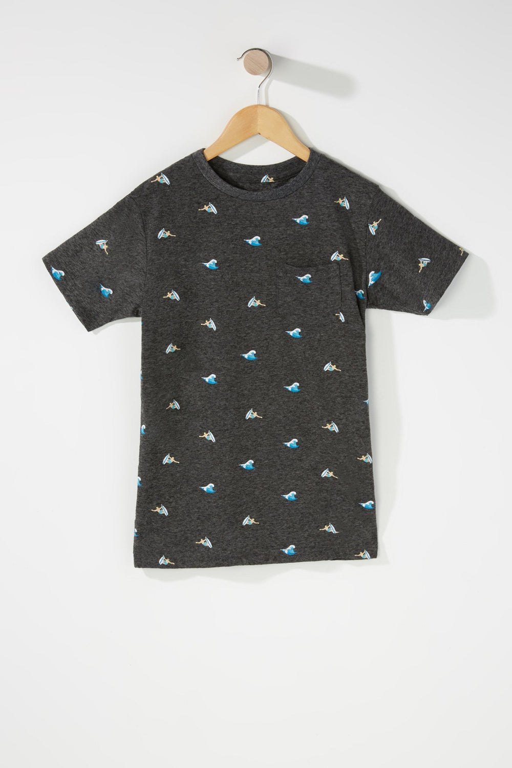 Kids T-shirt imprimé à encolure dégagée pour garçon Gris Noir