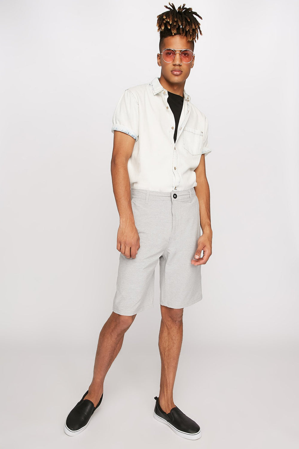 Men Short hybride gris Gris pâle