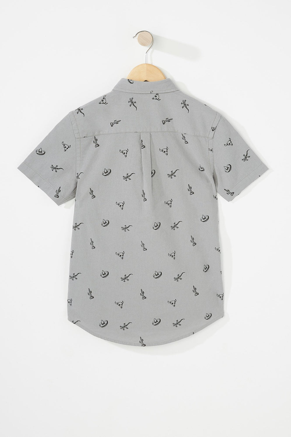 Kids Chemise boutonnée imprimée à manches courtes et col épinglé pour garçon Gris pâle
