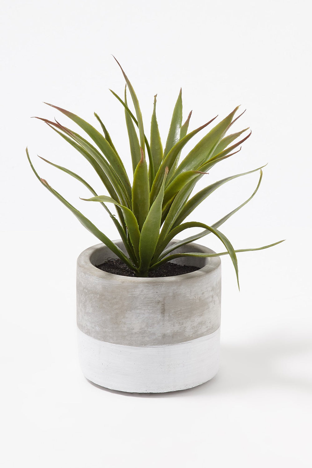 Women Agave artificielle avec pot en ciment à blocs de couleurs Gris