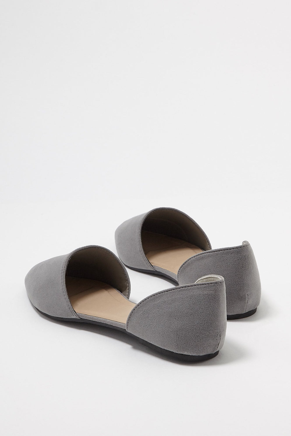 Women Ballerines à bout pointu à enfiler en similisuède Gris