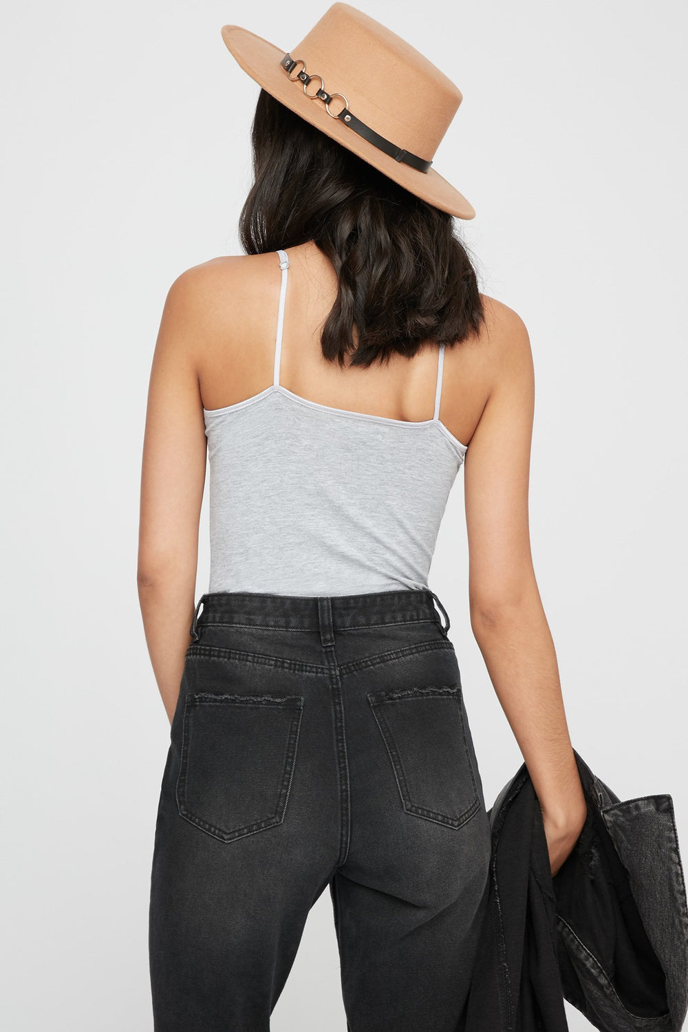 Women Camisole longue de base à encolure arrondie Gris