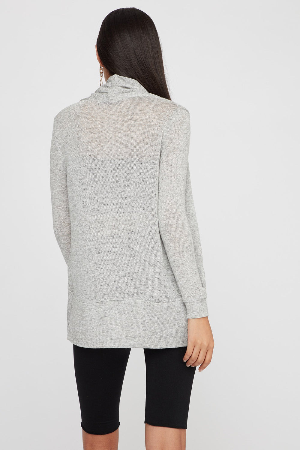 Women Cardigan asymétrique moucheté Gris