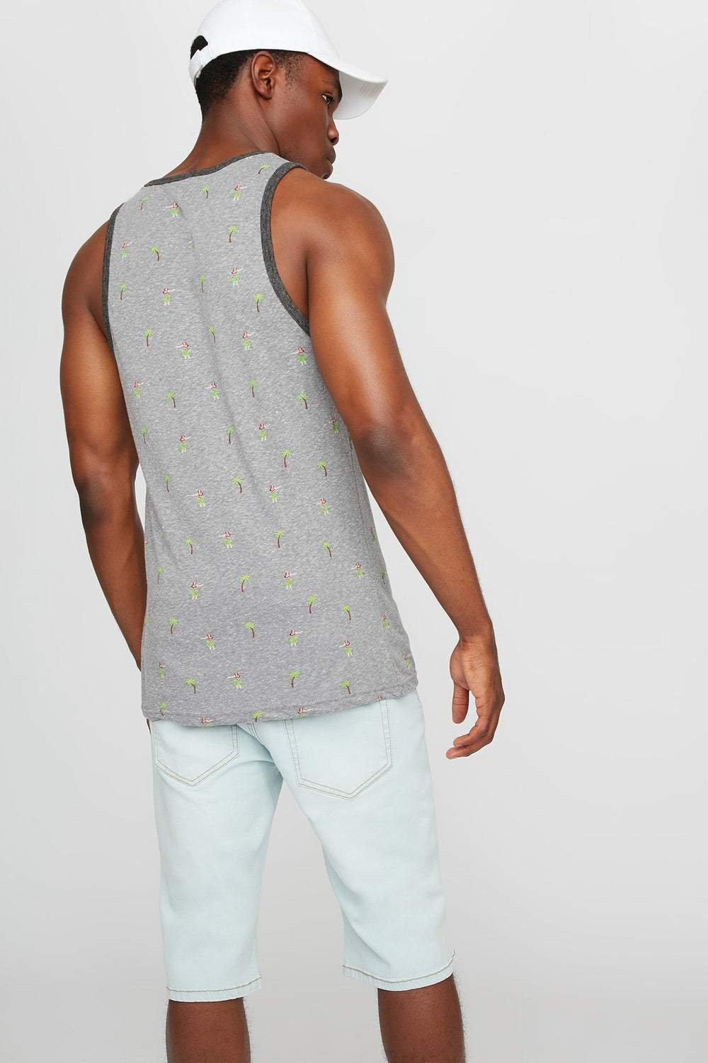 Men Débardeur à liséré contrastant et petits motifs Gris