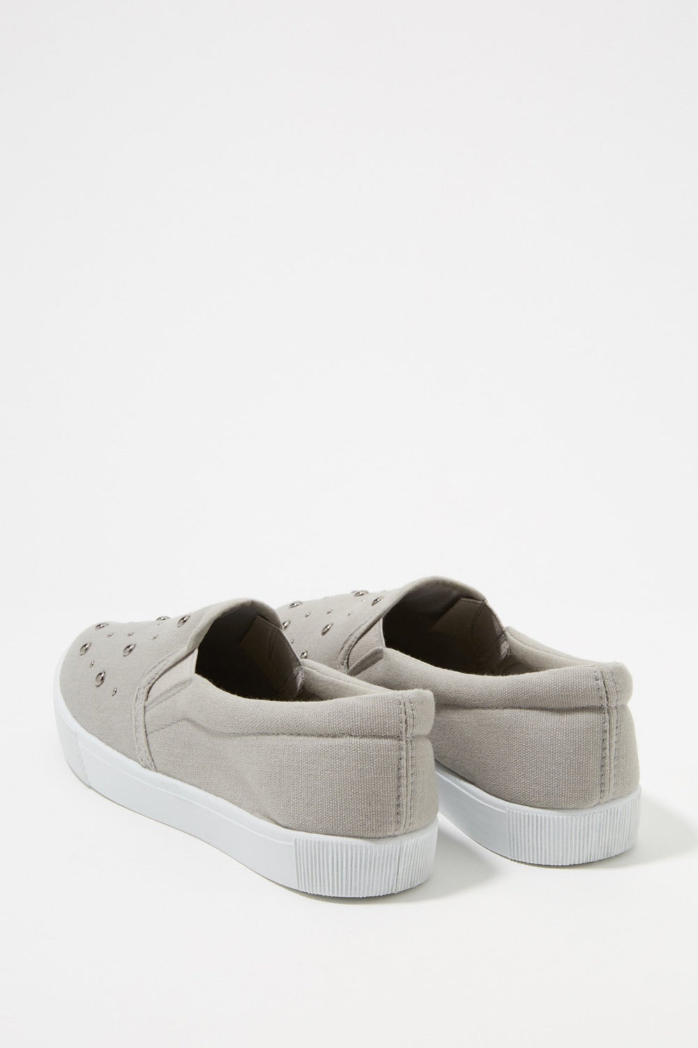 Women Espadrilles en toile à enfiler cloutées Gris