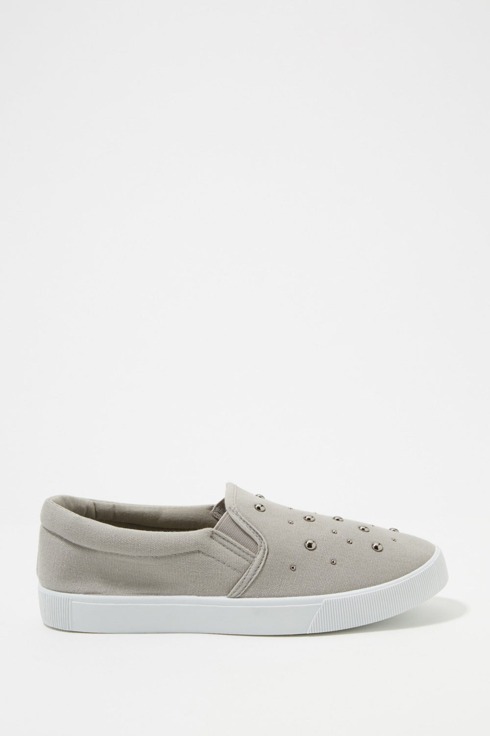Women Espadrilles en toile à enfiler cloutées Gris