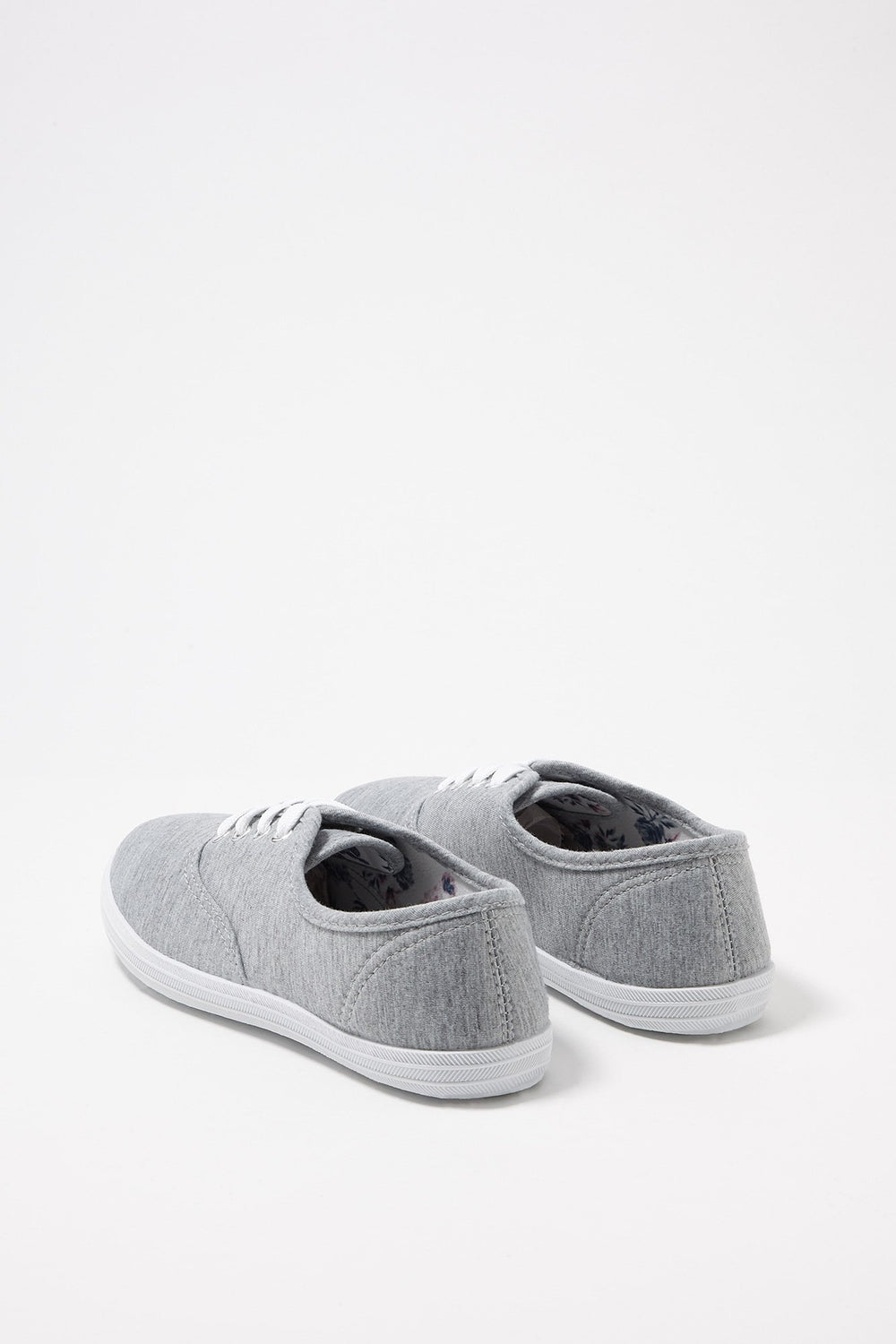 Women Espadrilles en toile lacées classiques Gris