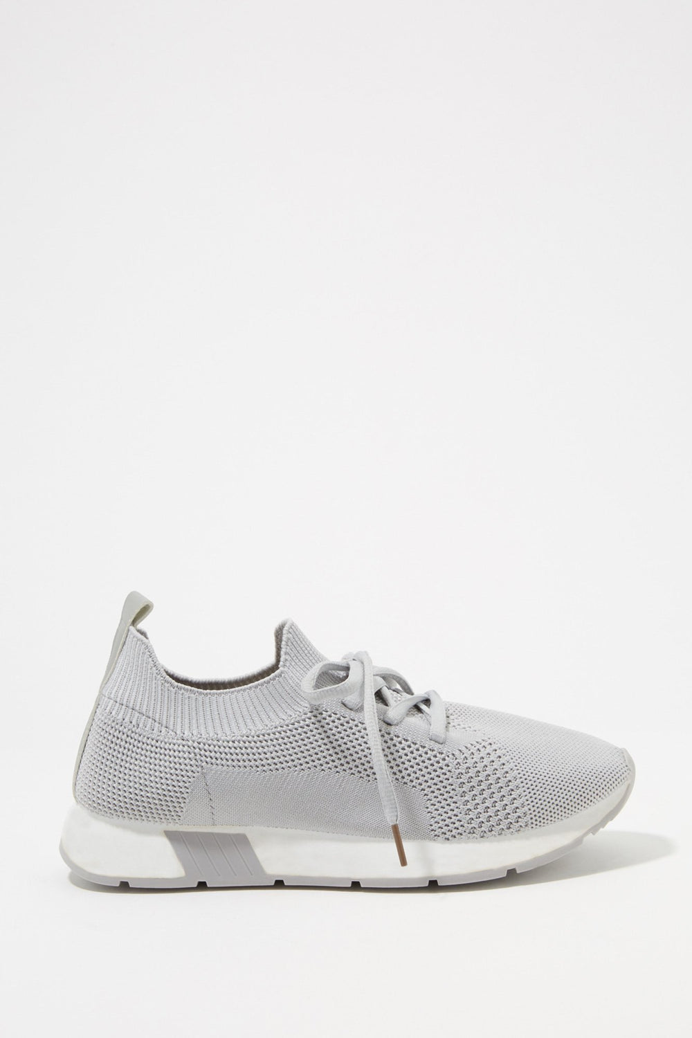 Women Espadrilles lacées perforées en tricot scintillant Gris