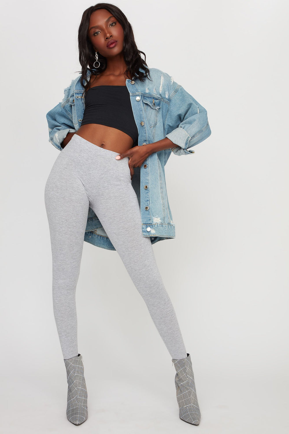 Women Legging de base doux Gris