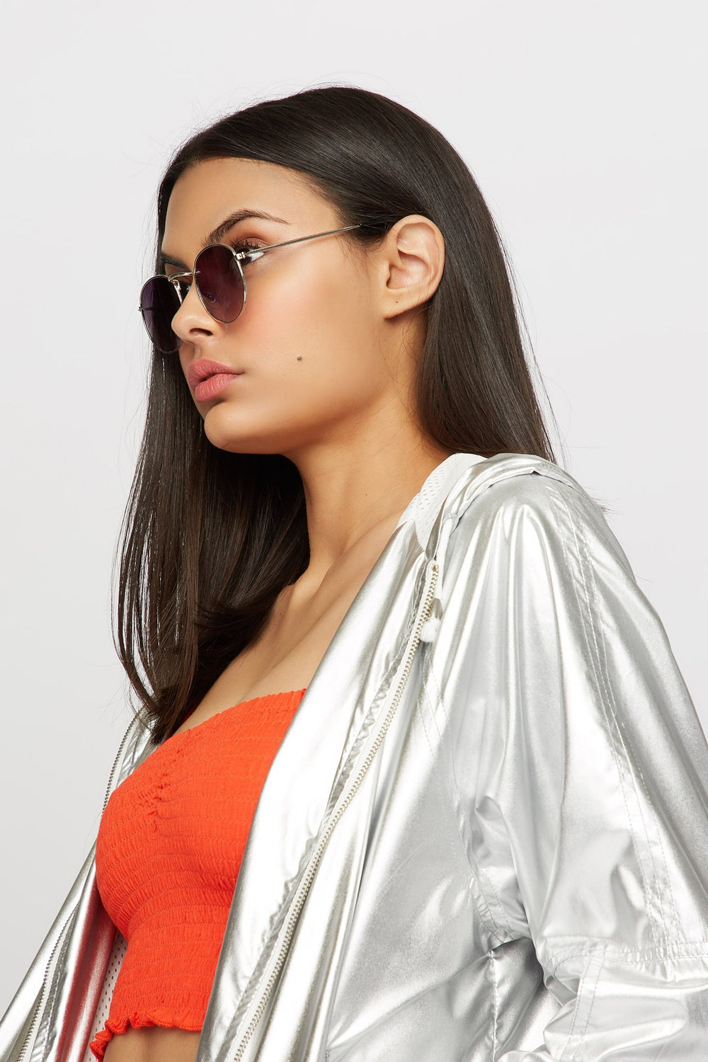 Women Lunettes de soleil rondes classiques Gris