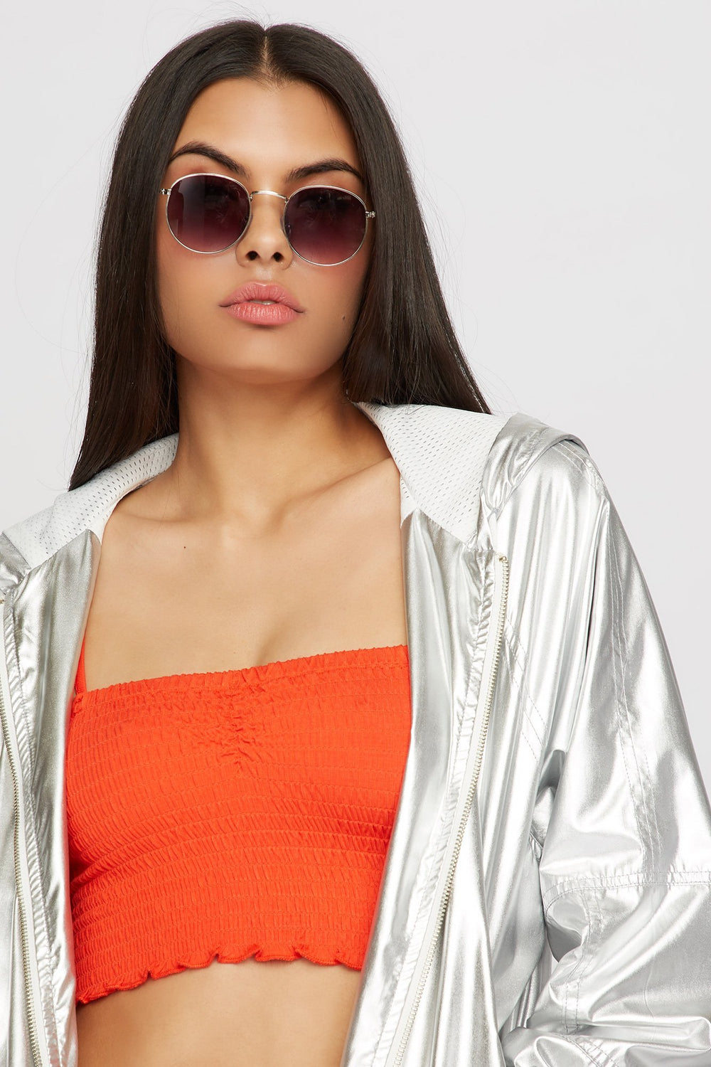Women Lunettes de soleil rondes classiques Gris