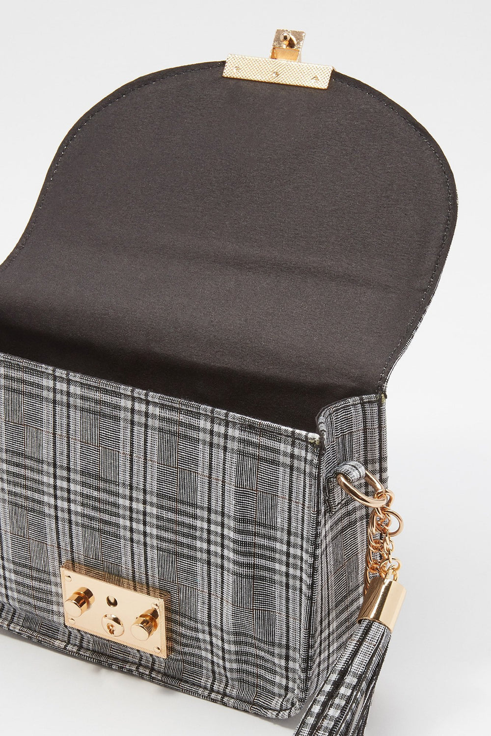 Women Sac à bandoulière structuré avec chaîne et pampilles Gris