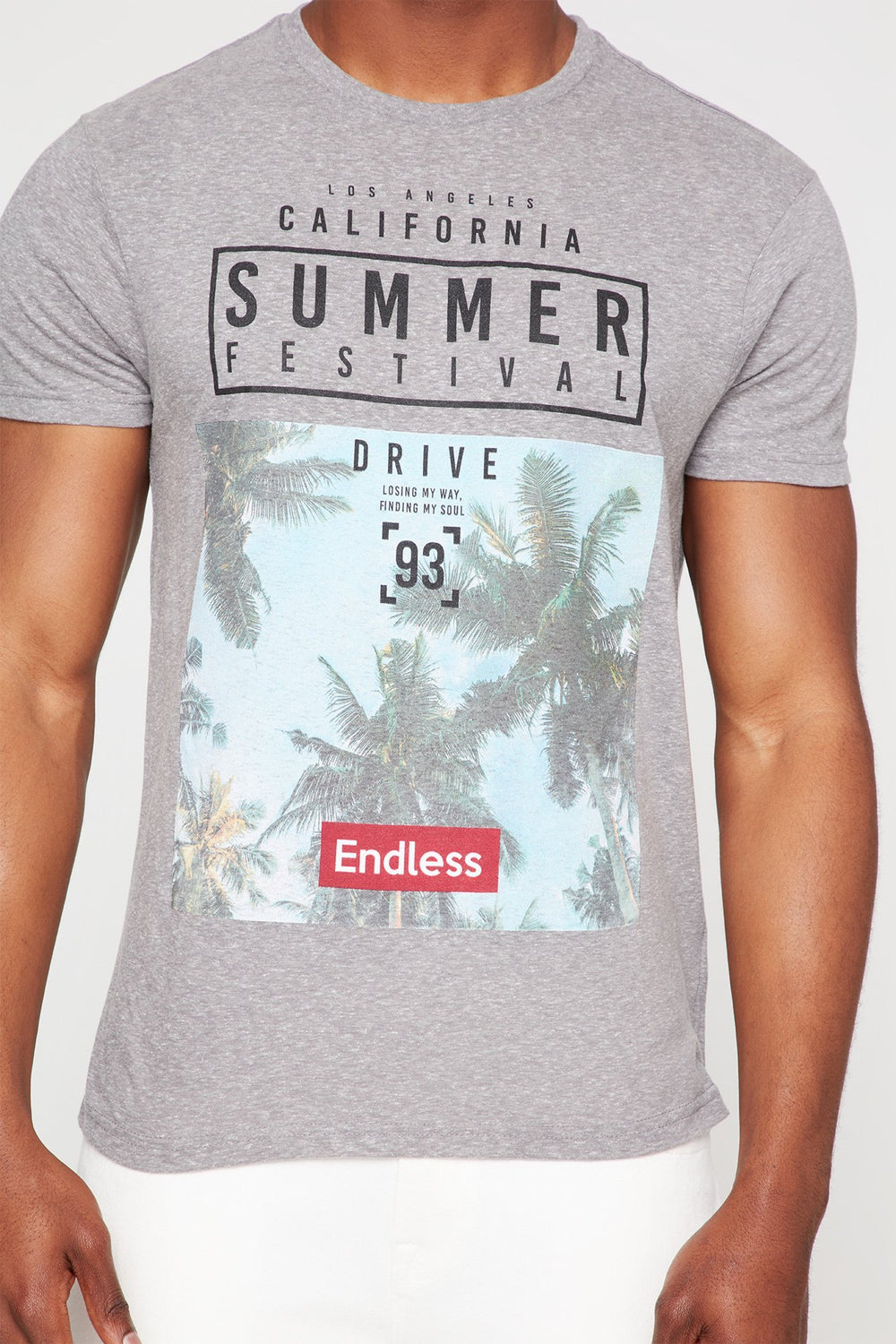 Men T-shirt à imprimé California Summer Festival Gris