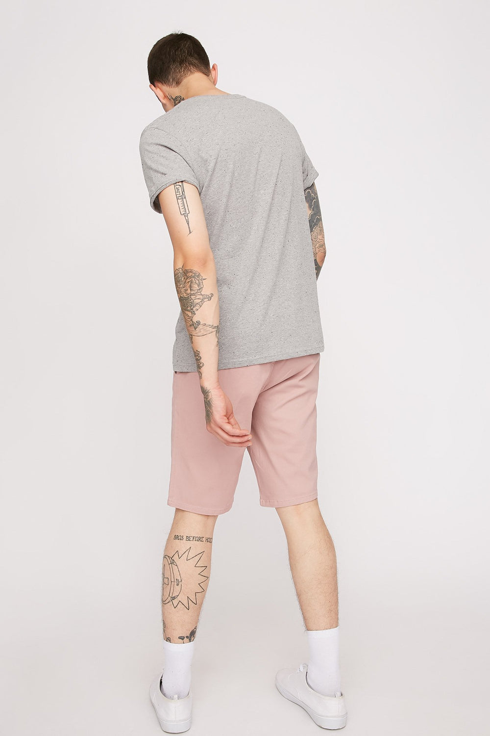 Men T-shirt teint par espacements avec poche et encolure en V Gris