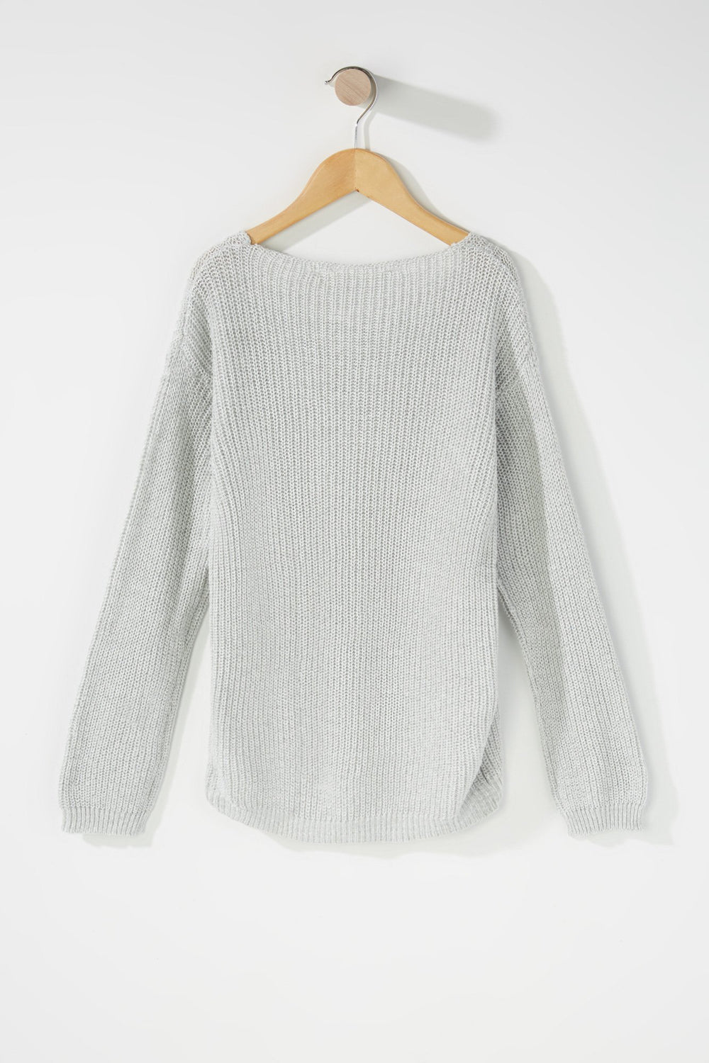 Kids Chandail à enfiler en tricot avec encolure en V pour fille Gris