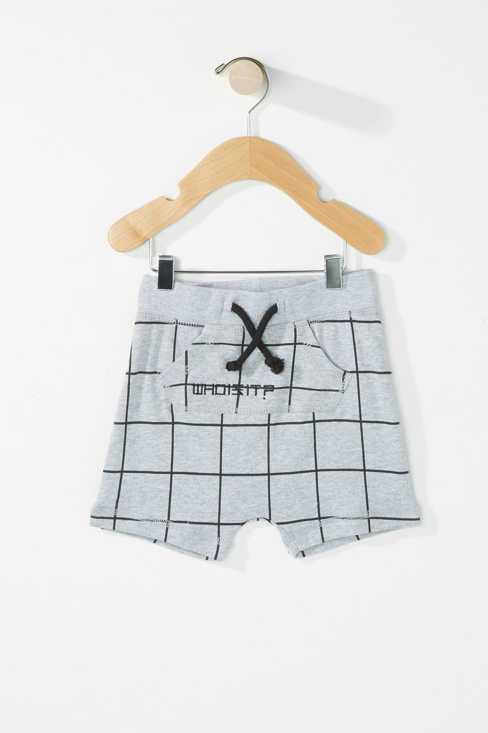 Kids Pantalon de jogging carreauté à imprimé Who's It? avec taille coulissante pour garçon Gris