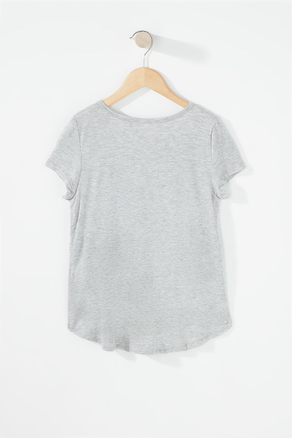 Kids T-shirt avec motif de cage et encolure arrondie pour fille Gris