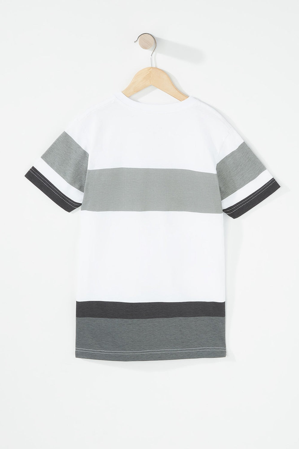 Kids T-shirt avec poche à blocs de couleurs et encolure en V pour garçon Gris