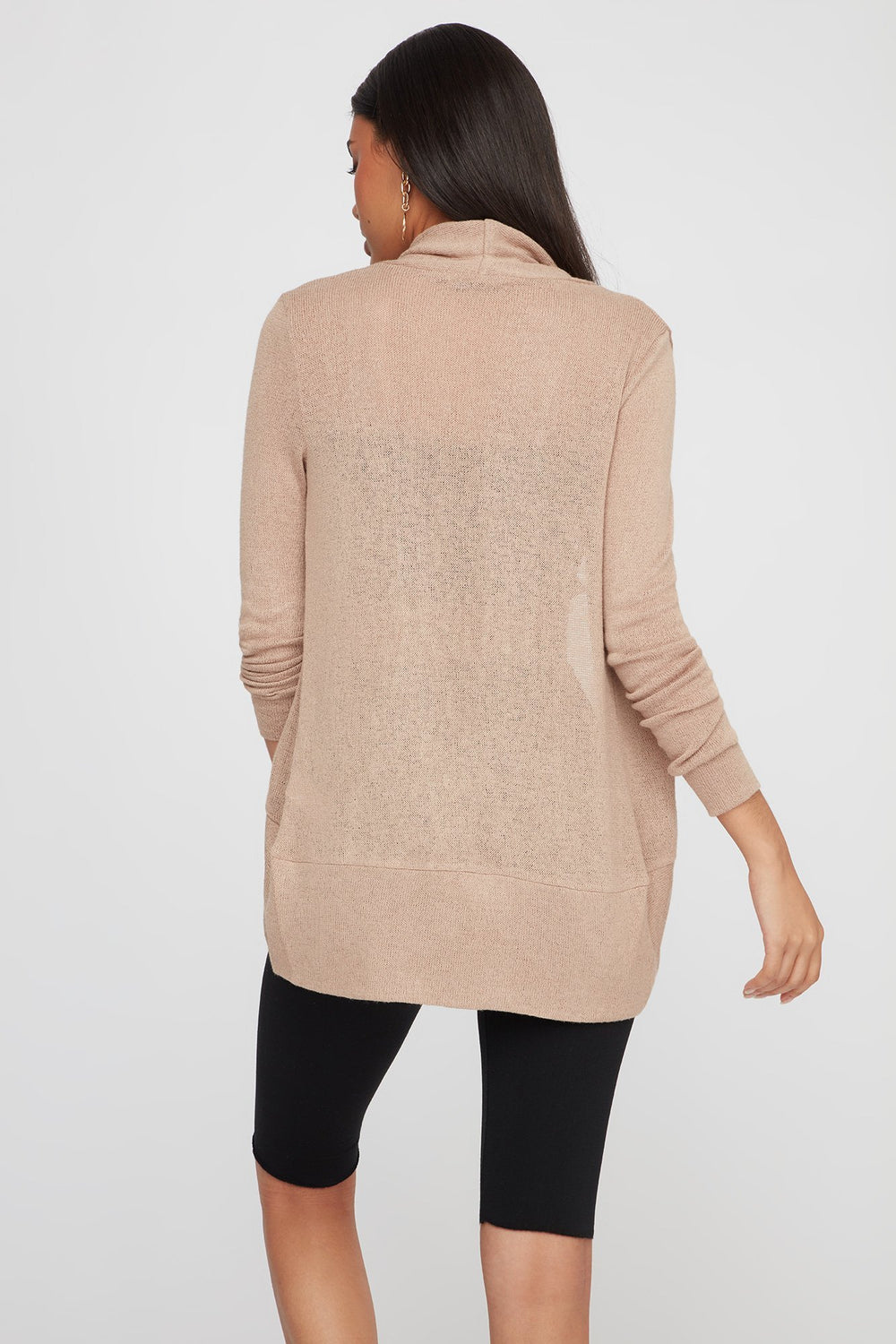 Women Cardigan asymétrique moucheté Havane