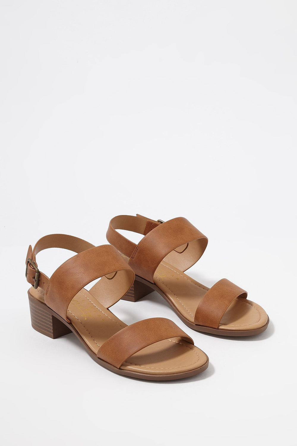 Women Sandales à talons blocs avec double bride arrière Havane