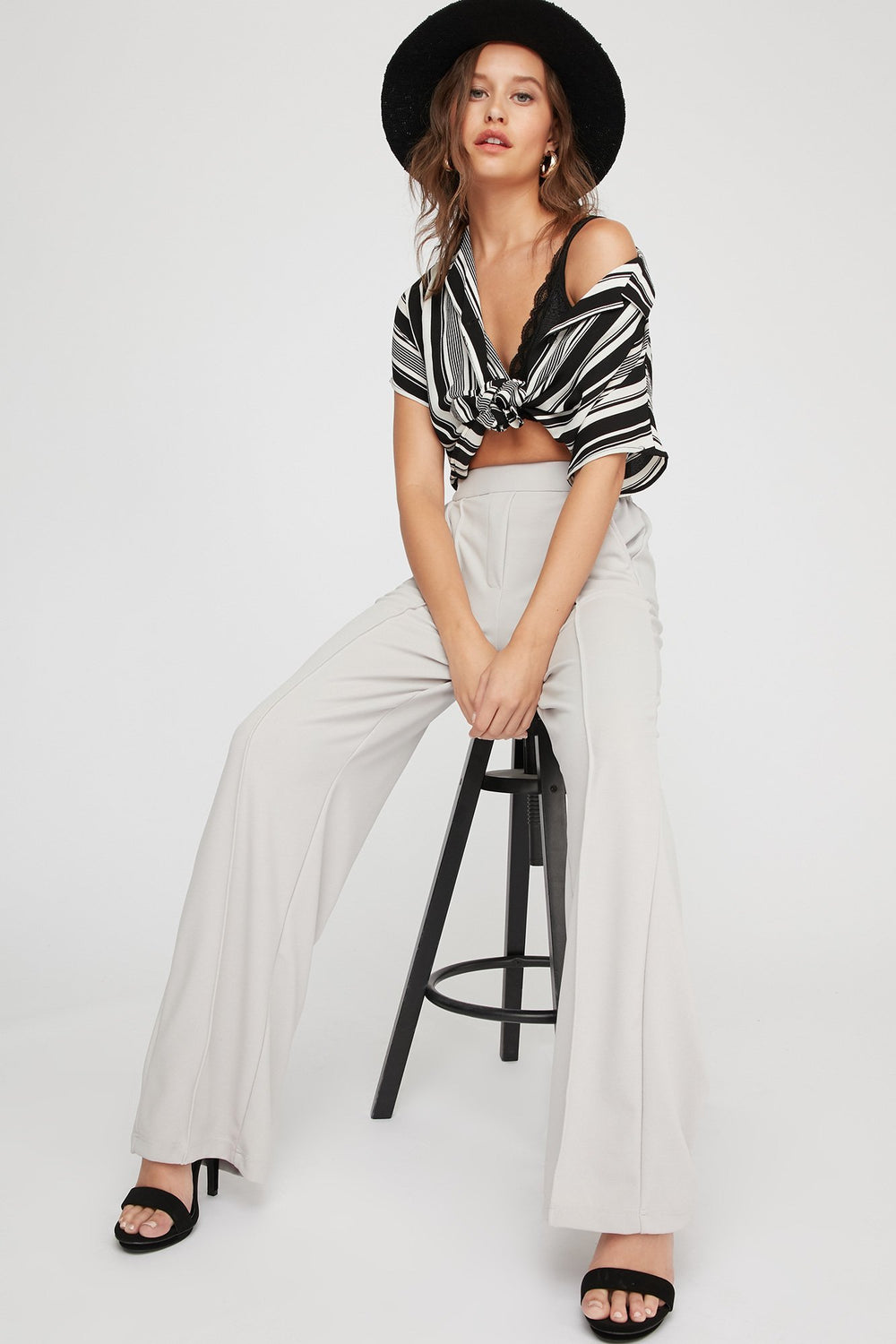 Women High-Rise Pull-On Wide-Leg Pant Heather Grey