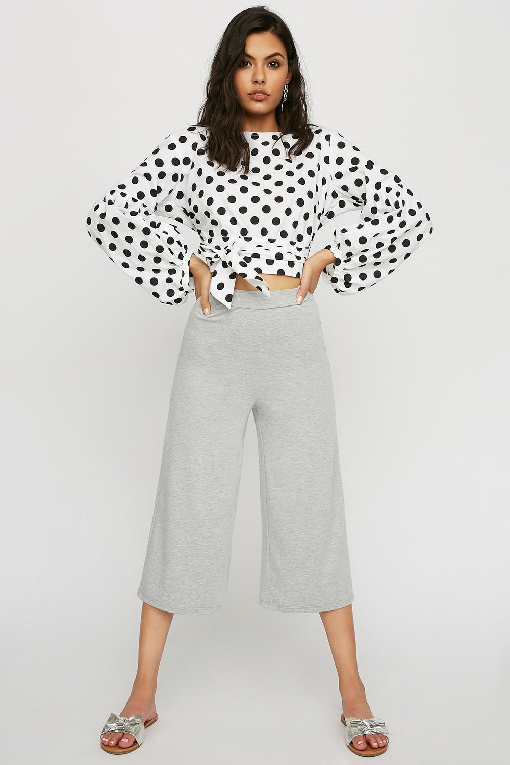Women High-Rise Soft Culotte Pant Heather Grey