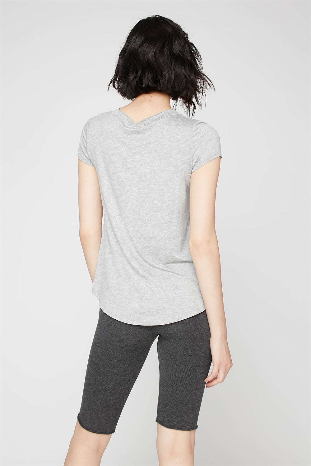 Women Pocket V-Neck T-Shirt Heather Grey