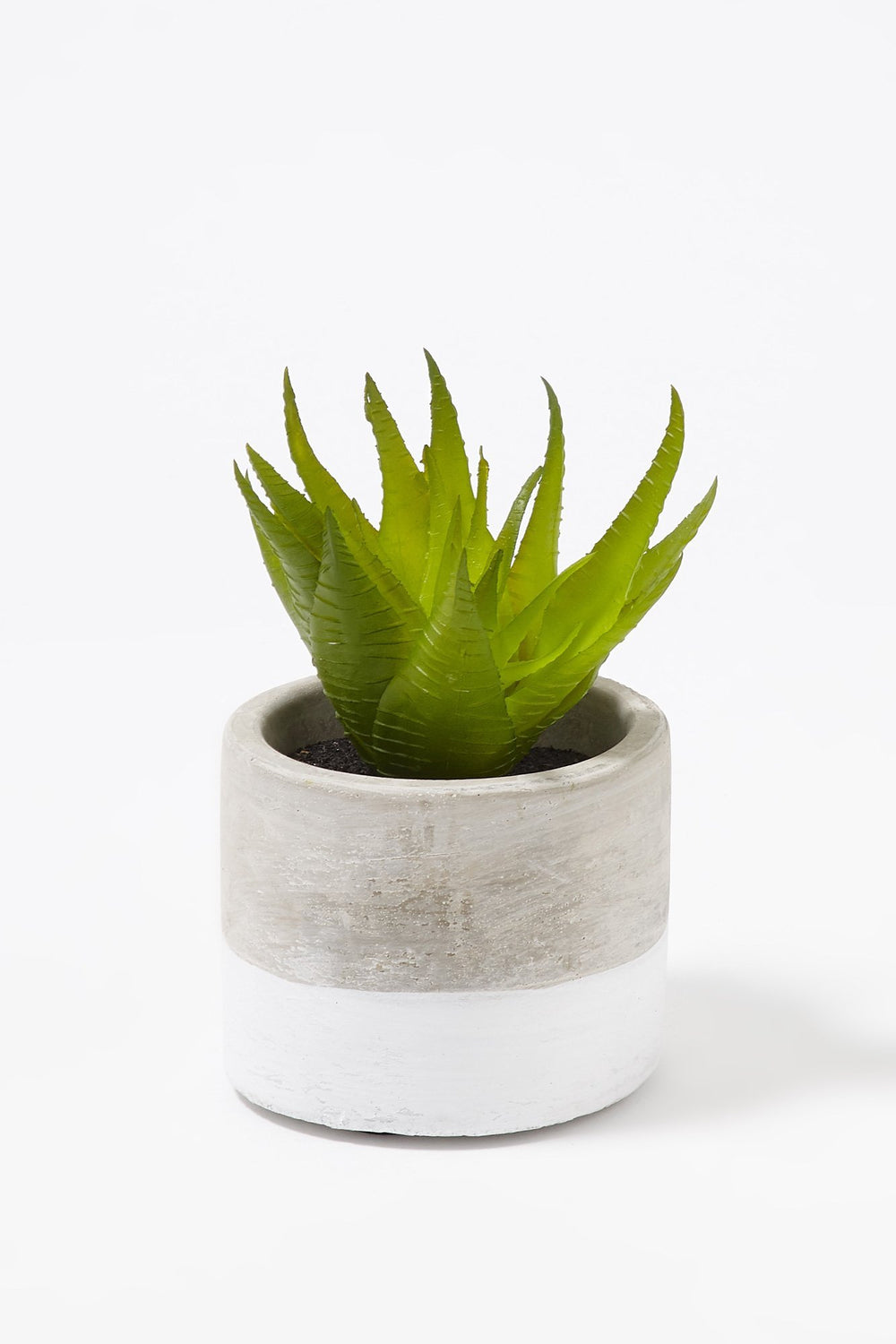 Women Artificial Aloe Vera Succulent With Colour Block Cement Planter Heather Grey