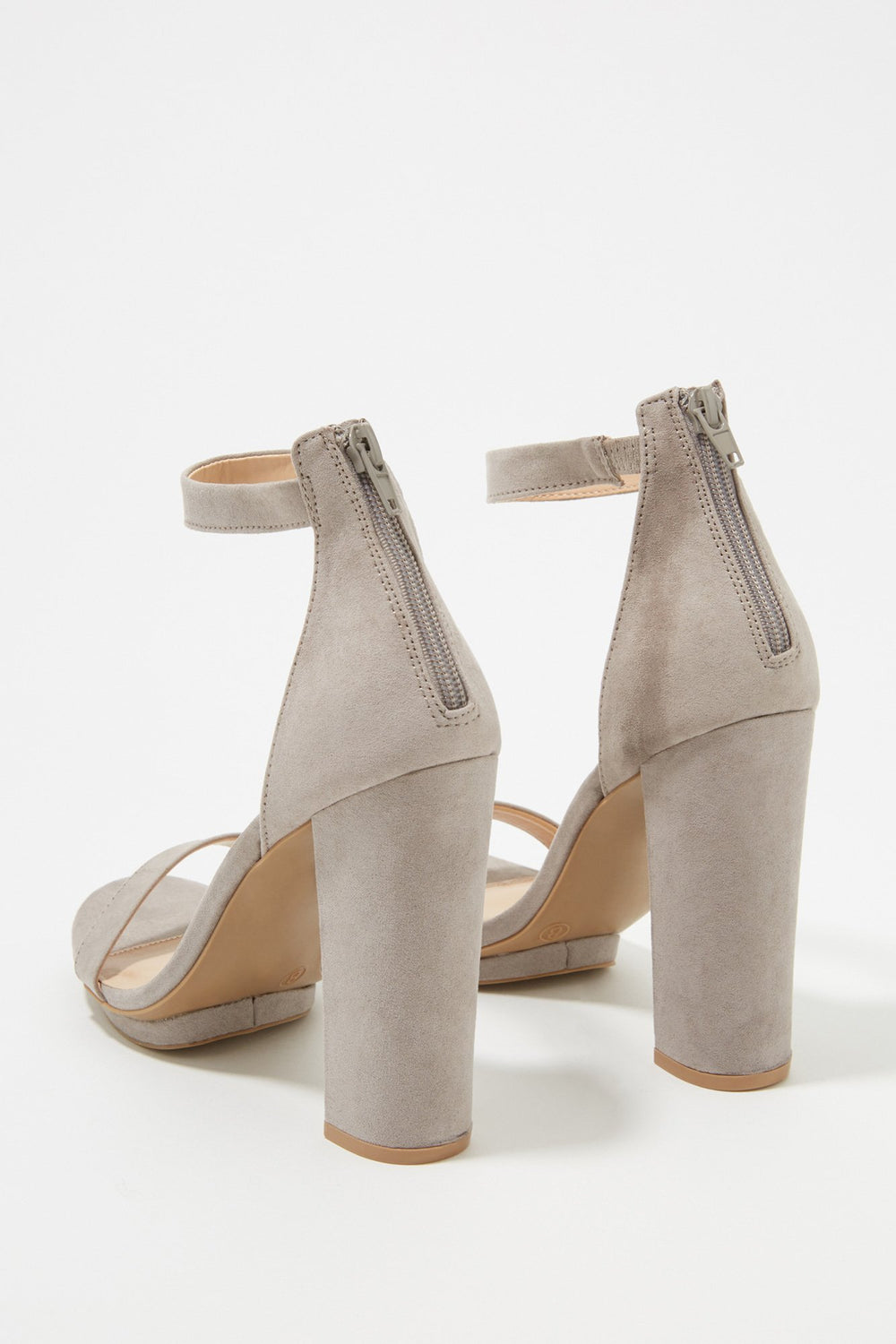 Women Faux-Suede Banded Platform Block Heel Heather Grey