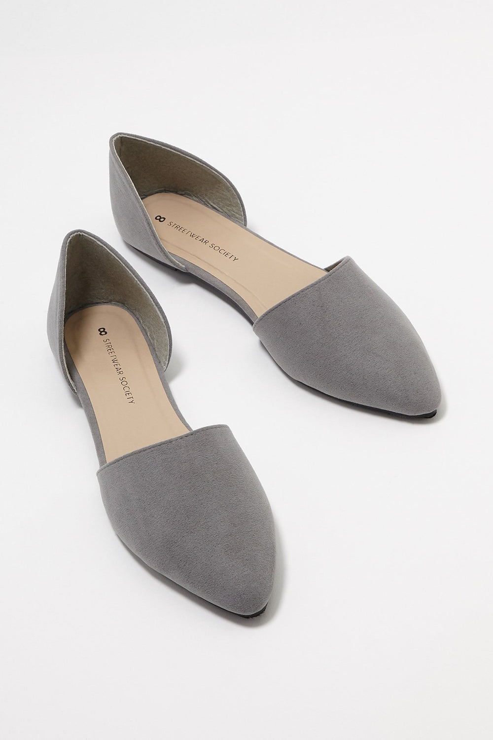 Women Faux-Suede Pointed Toe Slip-On Ballet Flat Heather Grey