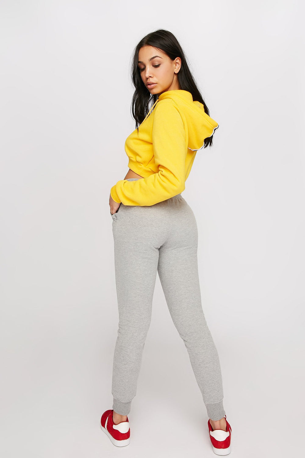Women Fleece Drawstring Jogger Heather Grey