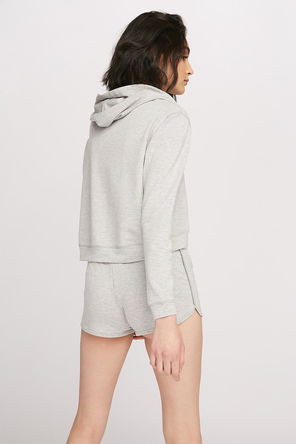 Women Fleece Drawstring Popover Hoodie Heather Grey