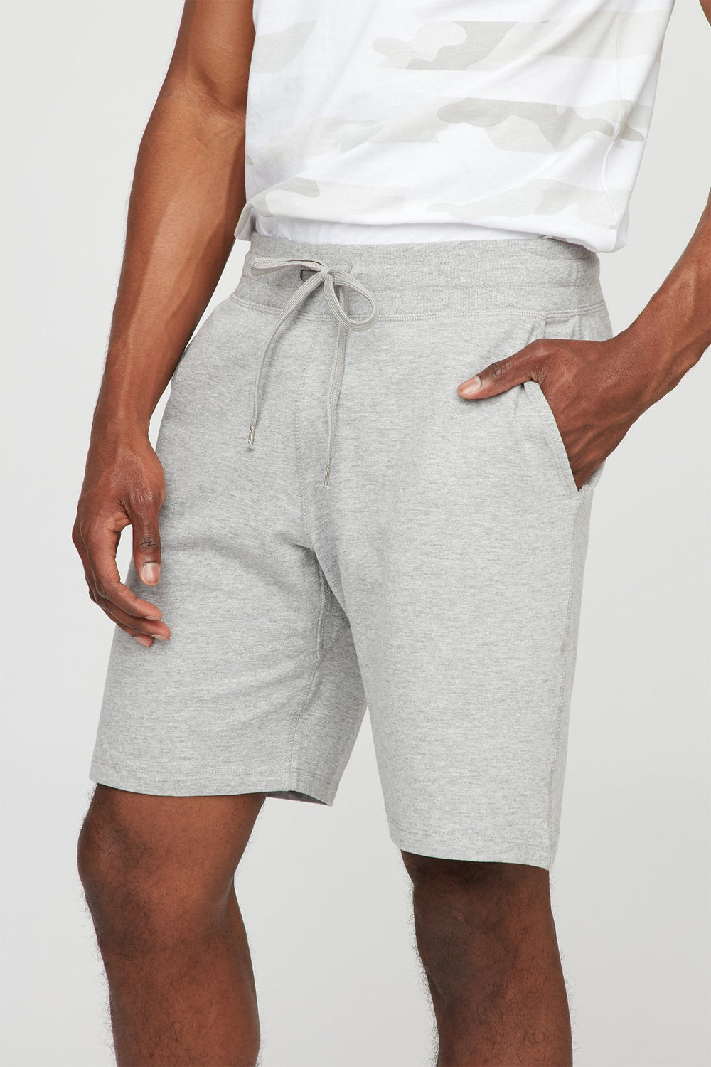 Men Fleece Slim Drawstring Jogger Short Heather Grey