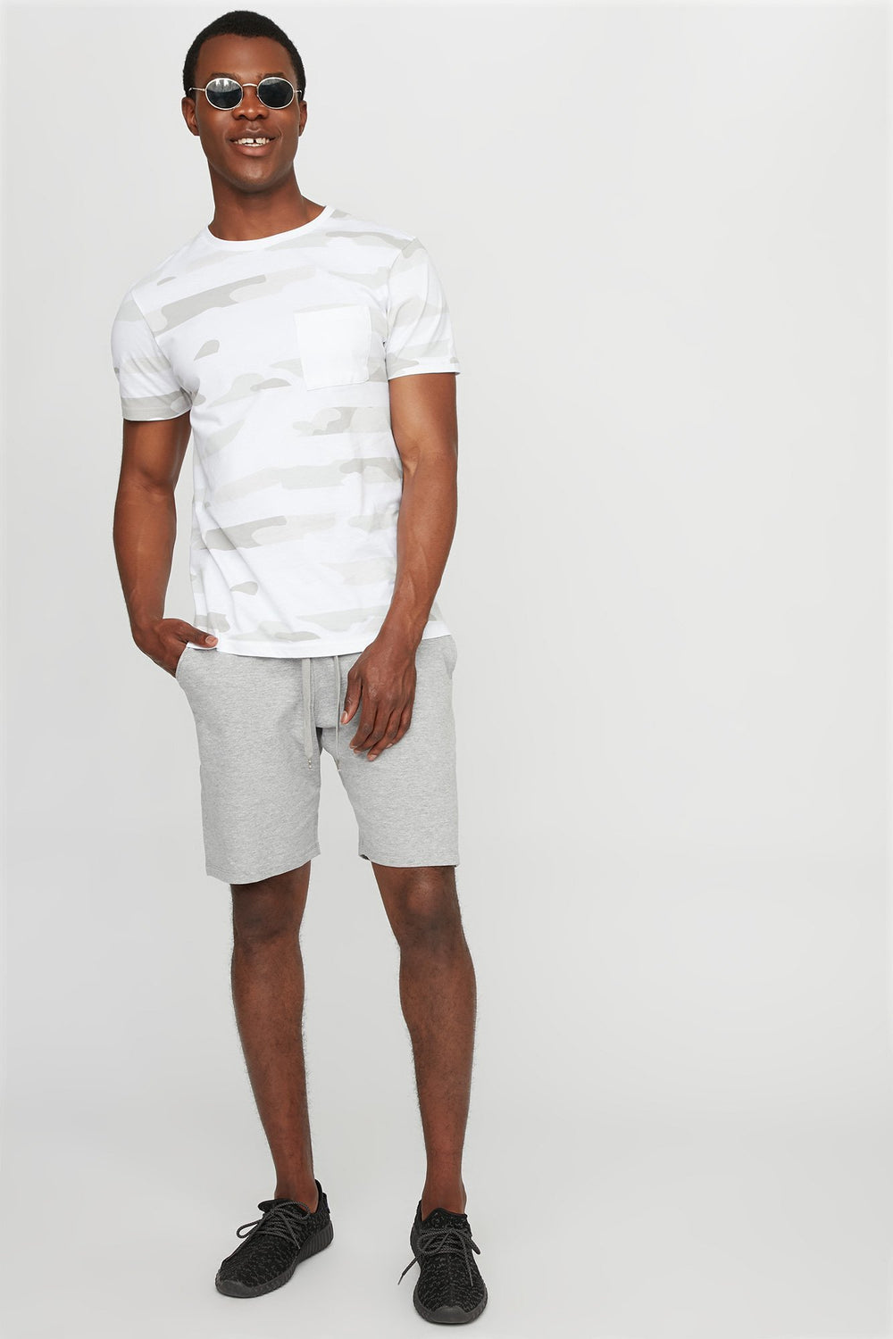 Men Fleece Slim Drawstring Jogger Short Heather Grey