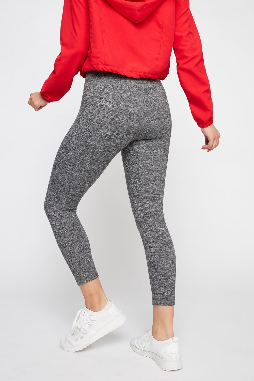 Women Grey Cropped Infinite Active Legging Heather Grey