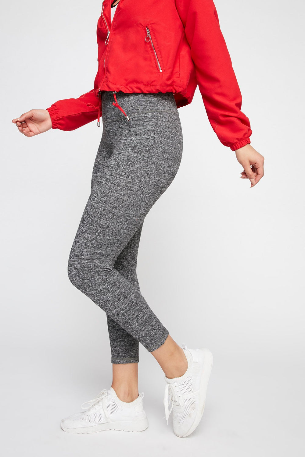 Women Grey Cropped Infinite Active Legging Heather Grey
