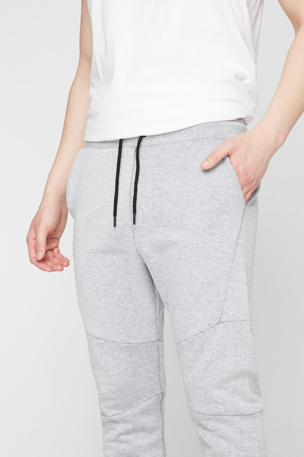 Men Grey Moto Fleece Drawstring Jogger Heather Grey