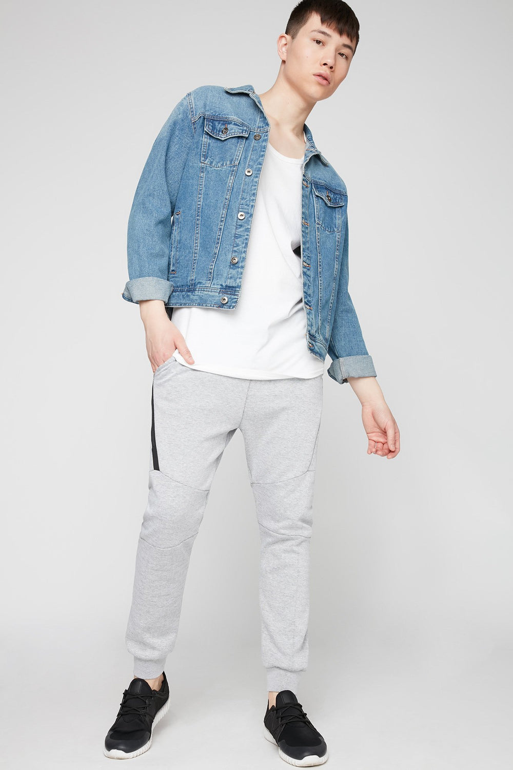 Men Grey Moto Fleece Drawstring Jogger Heather Grey