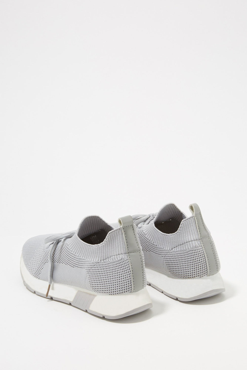 Women Knit Glitter Lace-Up Perforated Sneaker Heather Grey