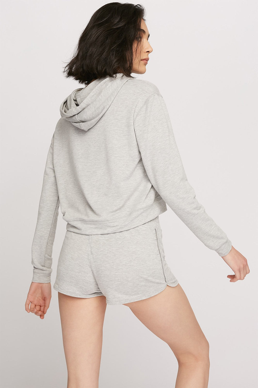 Women Pastel Fleece Drawstring Short Heather Grey