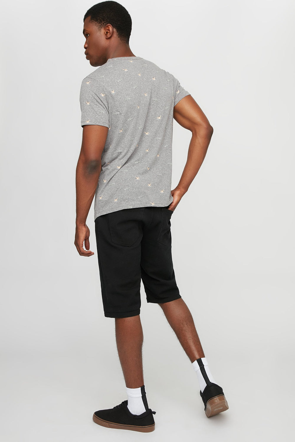 Men Printed Crewneck T-Shirt Heather Grey
