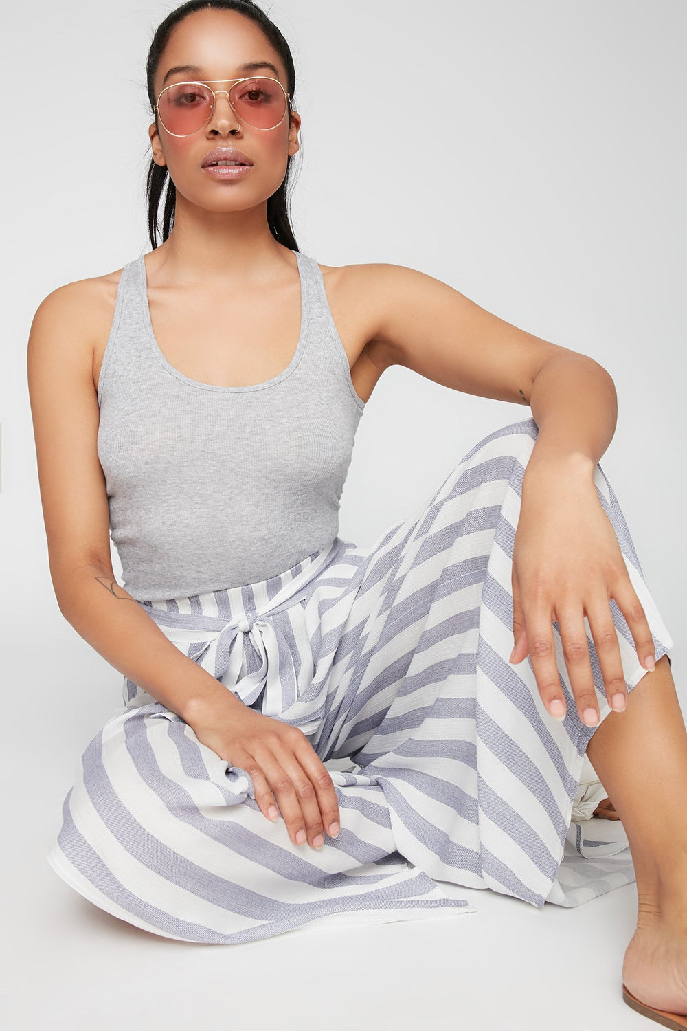 Women Ribbed Racerback Tank Heather Grey