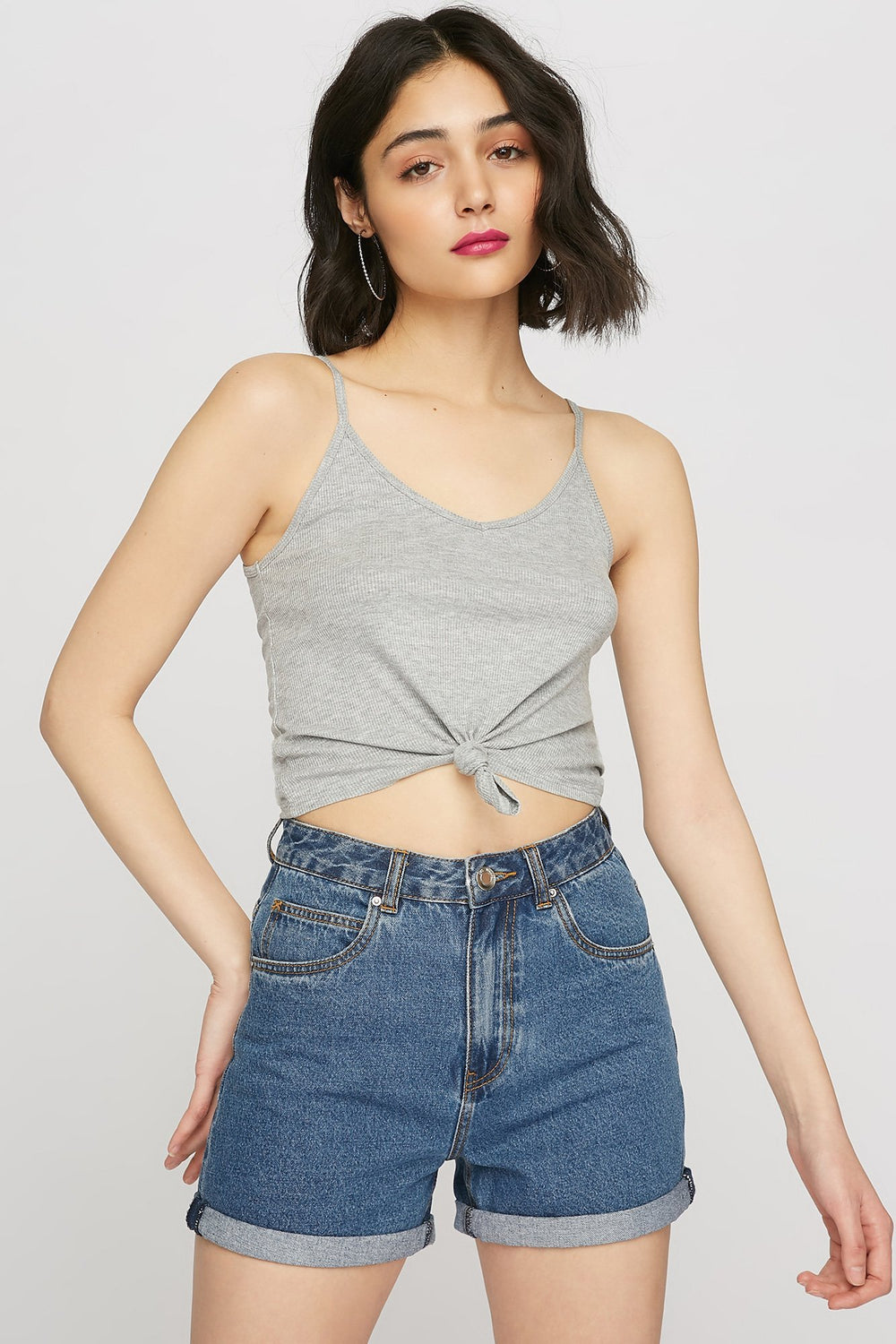 women Scoop Neck Basic Camisole Heather Grey