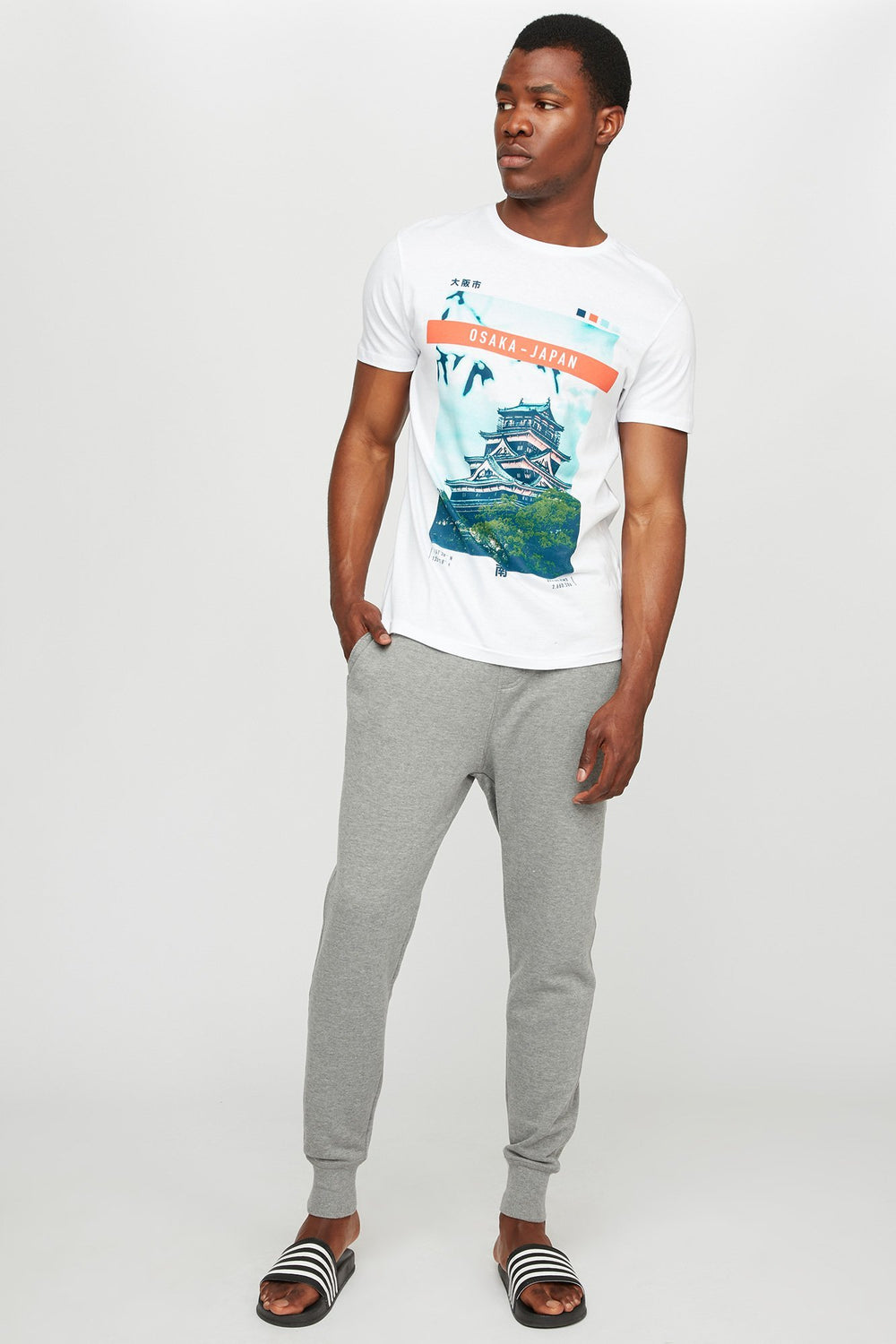 Men Slim Fleece Drawstring Jogger Heather Grey