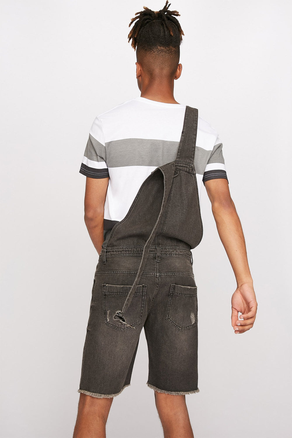 Men V-Neck Striped Pocket T-Shirt Heather Grey