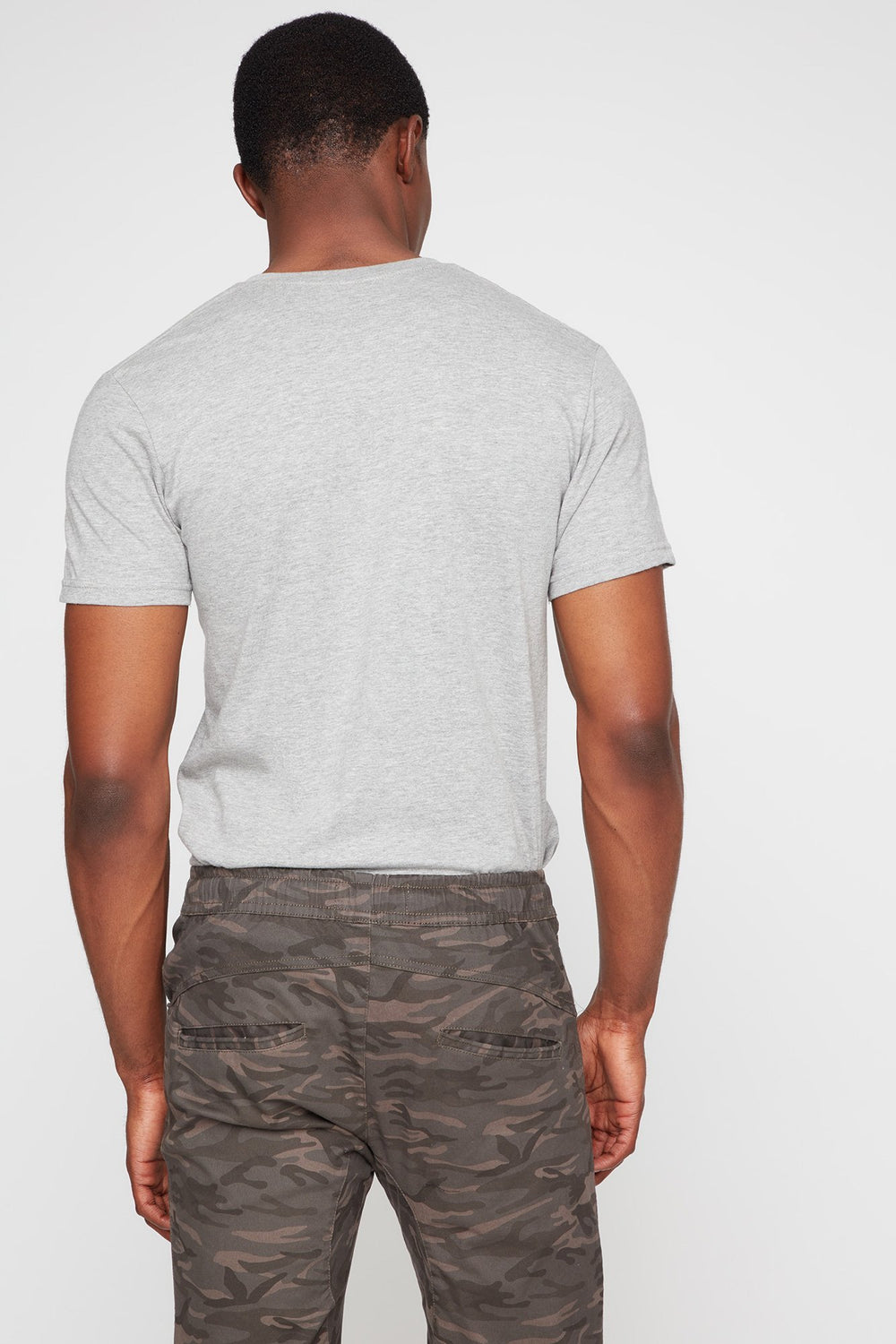 Men V-Neck T-Shirt Heather Grey