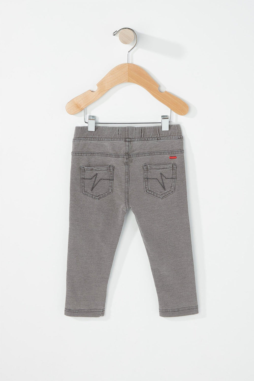 Kids Baby Girl Pull-On Embroidered Bunny Patch Jean Heather Grey