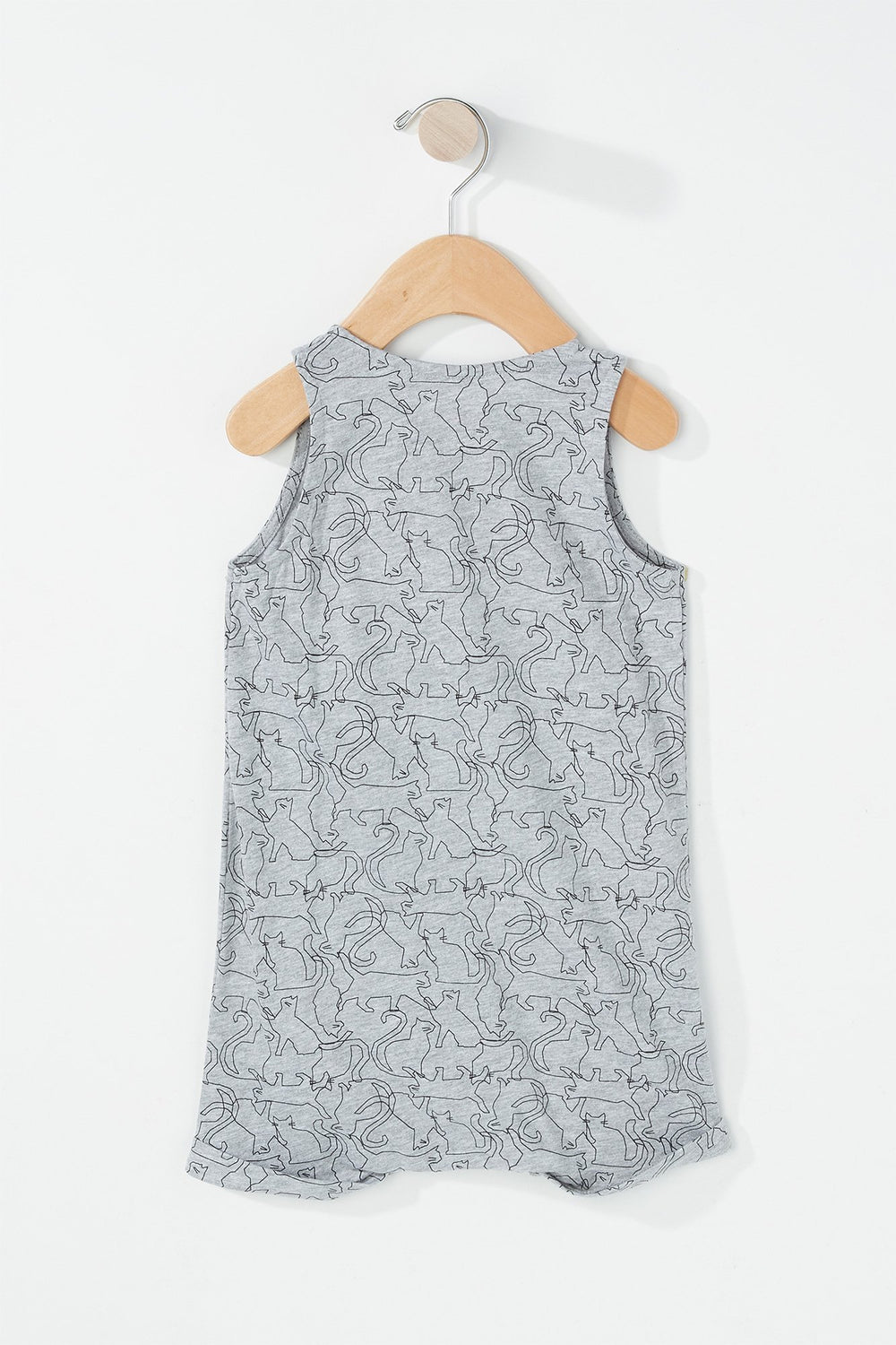 Kids Baby Girl Sleeveless Lightweight Printed Onesie Heather Grey
