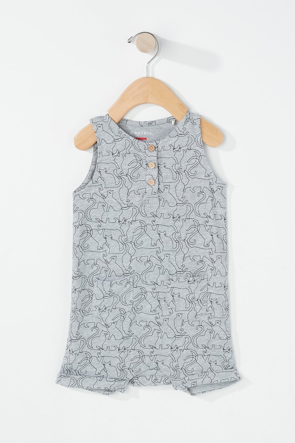 Kids Baby Girl Sleeveless Lightweight Printed Onesie Heather Grey